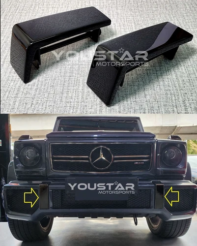 USA STOCK 2 x GLOSS BLACK STAINLESS STEEL Bumper Caps for Mercedes W463 G63 AMG