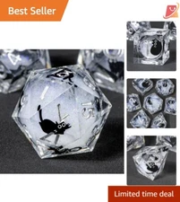 Cat Liquid Core DND Dice Set 7 Pcs Resin Polyhedral Sharp Edged Role Playing