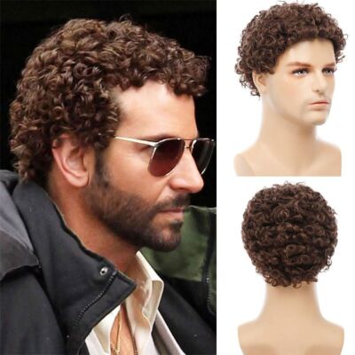 Herren Kunstfaserperücke kurz Afro Lockenperücke Disco Guy Rocker Perücke Kostüm Party Perücke