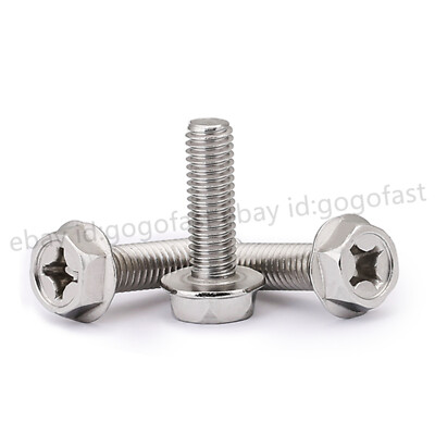 A2 304 Stainless Steel Flanged Hex Head Screws – Phillips Drive, M3 To M6, Various Lengths (6mm-60mm), Pack