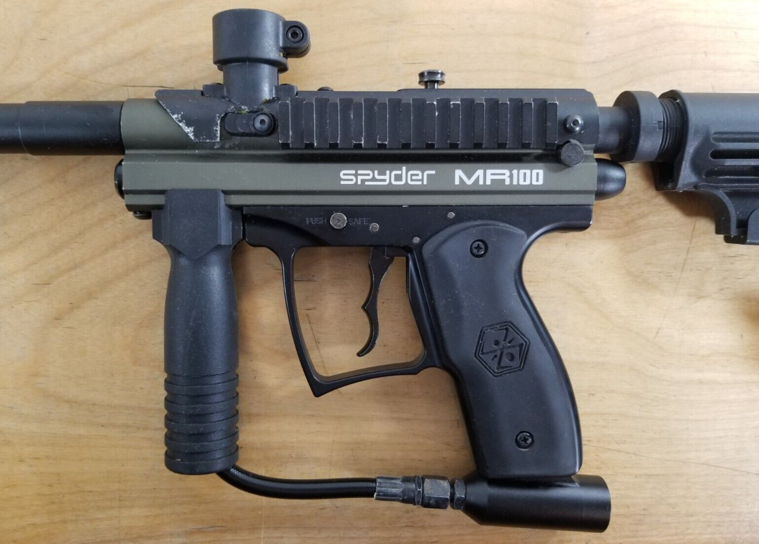 Olive Spyder Tactical MR 100 Pro Paintball Gun MILSIM Stock Grip Rails