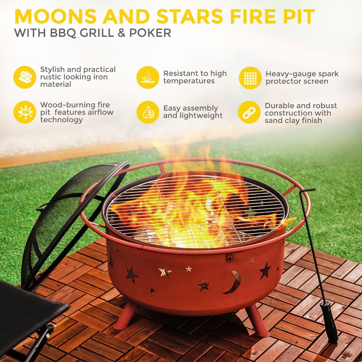 Livivo Electric Livivo Patio Heater LIVIVO BRONZE CLAY MOON STARS