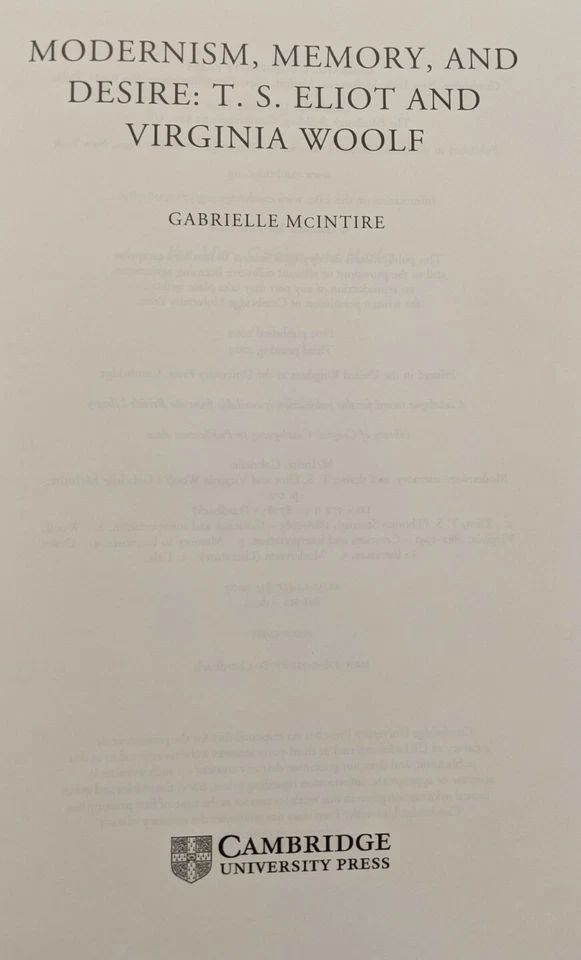 Modernism, Memory, and Desire: T. S. Eliot and Virginia Woolf - Image 3 of 4