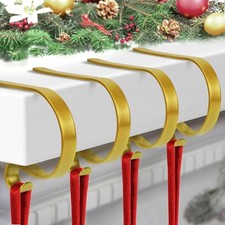 Christmas Stocking Holders 4 Pack Non-Slip Stocking Hangers for Mantel Firepl...