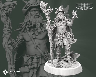 Druide mit Stab Miniatur Gestaltwandler Frosch Figur für TTRPG's wie D&D 5e
