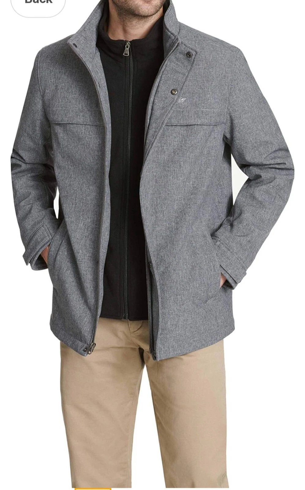 Dockers Dwight Soft Shell Bib Jacket Men Size Medium Charcoal black gray