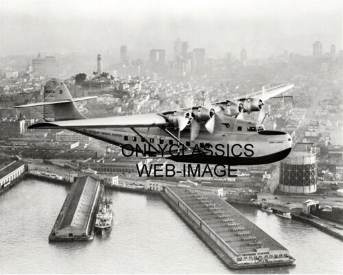 1936 PAN AMERICAN CLIPPER AIRPLANE OVER SAN FRANCISCO CA 8X10 PHOTO PAA AVIATION - Picture 1 of 1
