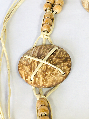 Handmade 70 Inch Boho Brown Medallions and Wooden Beads Tie  display picture 1
