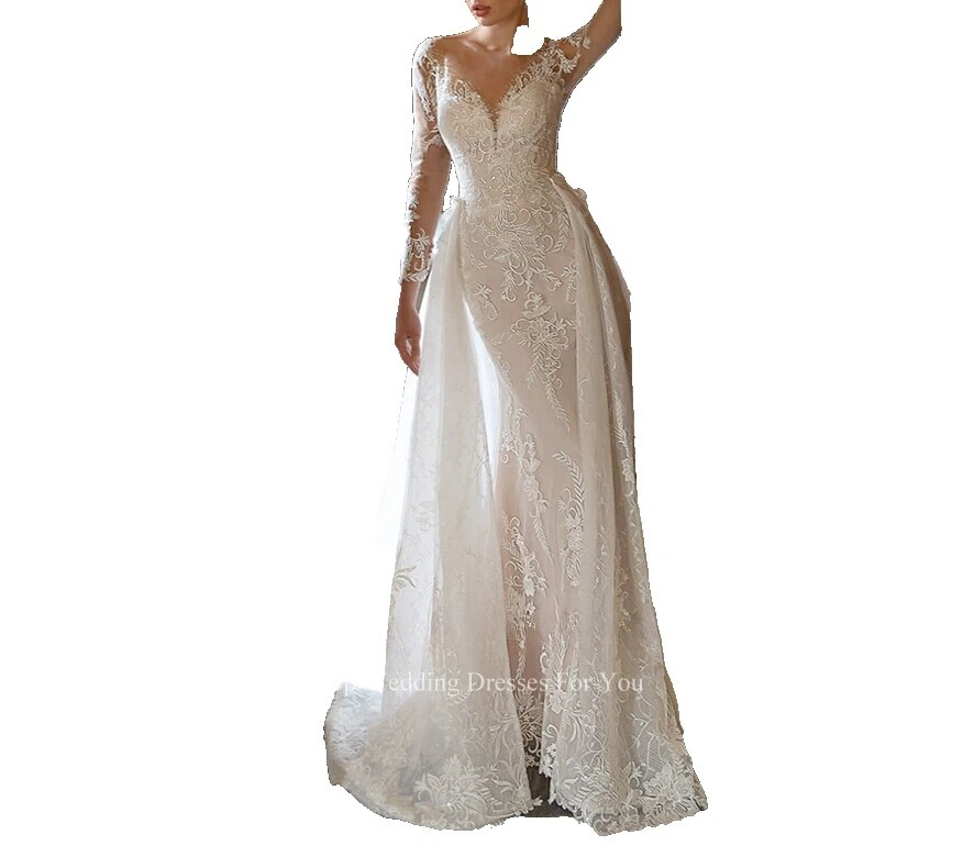 Lace Long Sleeve Mermaid & Trumpet Wedding Dresses