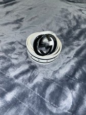 Gucci white leather belt with silver GG Buckle