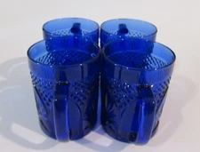 Vintage Luminarc Arcoroc Cristal d'Arques Durand, France Cobalt Blue Set/ 4 Mugs