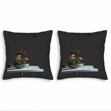 Set of 2 Decorative Throw Pillow Covers 18x18in - Artistic Floral Design