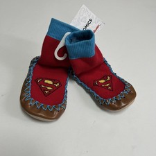 NEW Hanna Andersson HTF Superman Slipper Moccasins Sz 5-7 Baby NWT 1-2 Yr