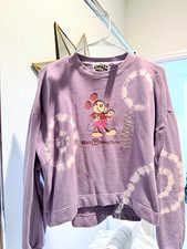 Disney Mickey Mouse Purple/White Tie-Dye Graphic Crewneck Pullover Sweatshirt S