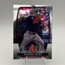 Enmanuel Valdez Rookie RC 2023 Bowman Chrome Baseball Card #9 Boston Red Sox. rookie card picture