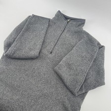 Eddie Bauer Women's Gray Fleece Quarter Zip Pullover Sweater Petite M PM Hiking