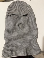 VINTAGE Unbranded Balaclava Hat Face Ski Mask One Size Unisex Grey Knit 3 Holes