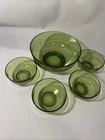 Vintage Anchor Hocking Green Depression Glass Salad Bowl Set