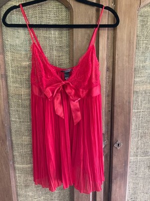 Victoria s Secret Red Lace sheer baby doll  Mini Teddy Women s Size Large