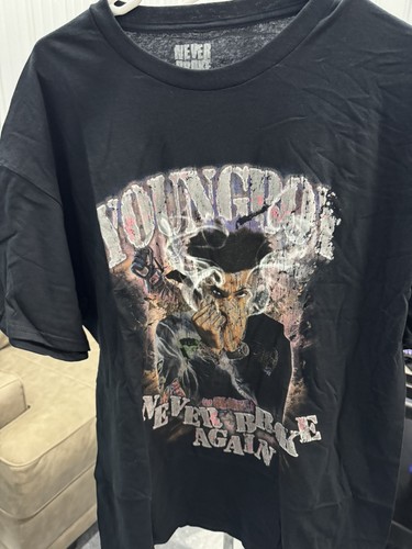 Never Broke Again NBA Young Boy Men’s Black Short Sleeve Graphic Shirt XL