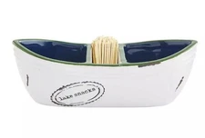 Mud Pie Home Lake Collection Canoe Shape Appetizer Toothpick Serving Bowl Set