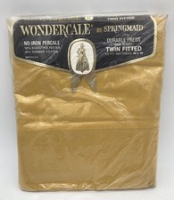 Vtg Springmaid Gold Wondercale No-Iron Percale Twin Fitted Sheet 39 x 76