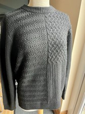 Image of Men’s new Next Black Textured Knit Jumper Size S Crew Neck Wool Mix Smart Casual