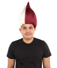 Qatar Flag-Inspired Maroon White Sport Troll Wig Spiky Synthetic Hair