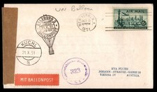 Mayfairstamps US 1951 NY to Vieena Austria Ballonpost Cover aaw_64397