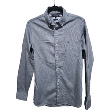 Tommy Hilfiger Men's Slim Fit Shirt Size S Grey Button Down Long Sleeve Logo...