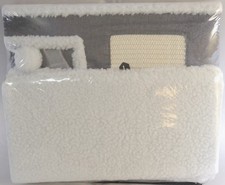 Pet Cat Dog Bed House Soft Sided Folds Flat Gray White Polar Fleece 16x14x24