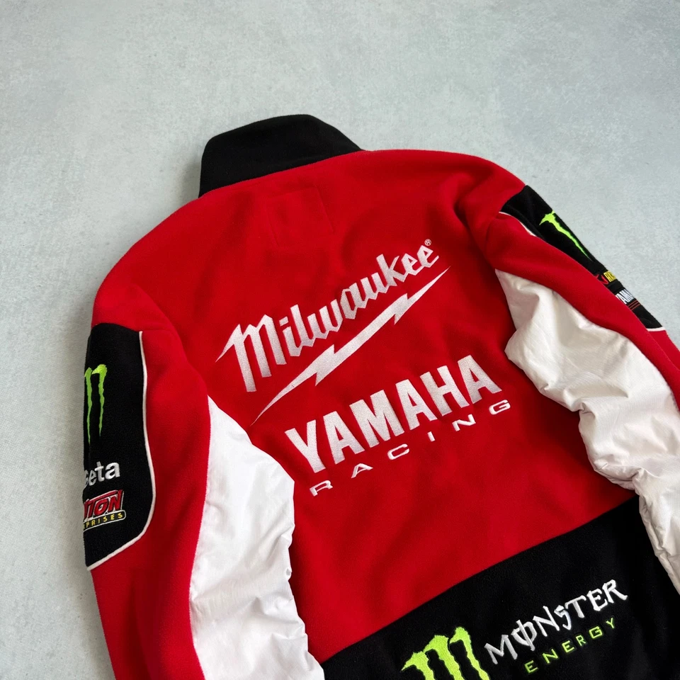 VINTAGE MILWAUKEE YAMAHA RACING MONSTER MEN's RACING FLEECE JACKET SIZE LARGE - Image 3 of 4
