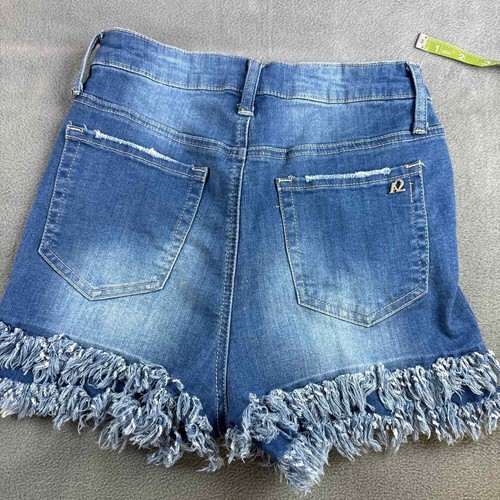 Pantalones cortos de mezclilla Special A deshilachados en capas talla mediana - Imagen 2 de 9