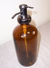 32 Ounce Oz Brown Glass Soap Pump Dispenser Bronze Decor Silver Farm Apothecary