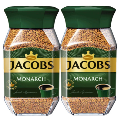 2 pack JACOBS MONARCH Instant Coffee 95g in Glass Made in Russia RF