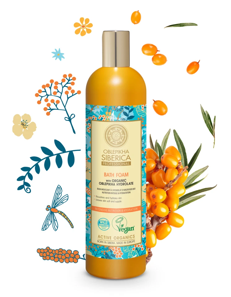 Espuma de baño Natura Siberica Oblepikha nutrición e hidratación 550 ml Foto 2 de 3