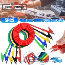 5Pcs 30V 15A Alligator Clips Electrical Test Leads Set 3.3ft Jumper Wires Cables