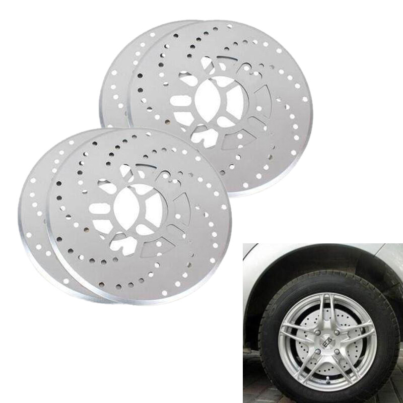 Silver Tone Aluminum Cross Drilled Car Disc Brake Rotor Cover 14