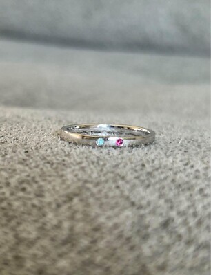RING CONCIERGE INLAY WEISSGOLD GEBURTSSTEIN RING RUBINBLAU TOPAS - GRÖSSE 9,5