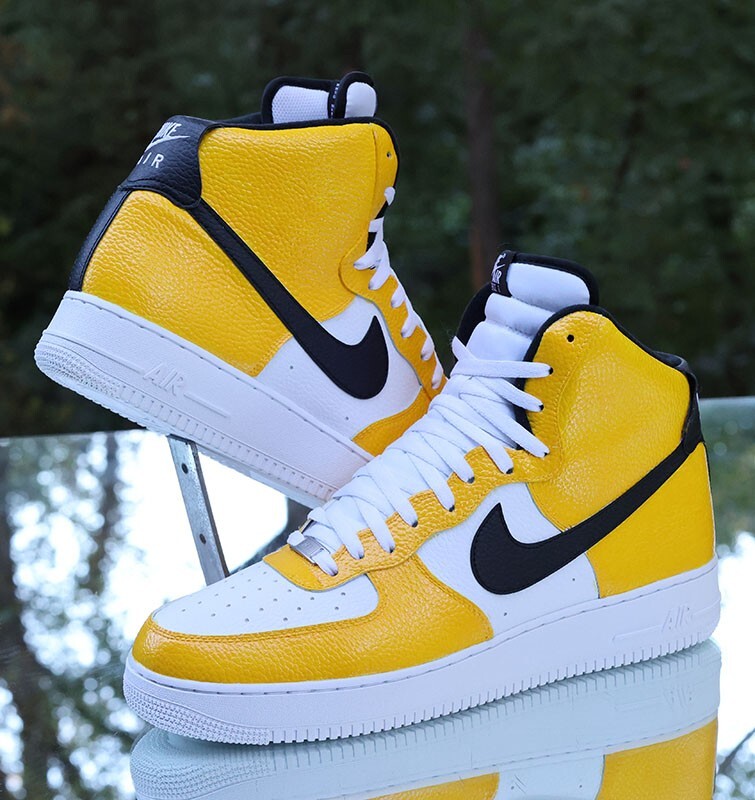 Nike Air Force 1 High Custom Men's Size 14 Tour Yellow White Black