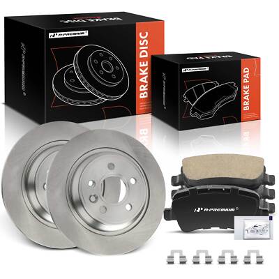 A-Premium Rear Disc Brake Rotors & Ceramic Pads for Volvo S60 2011-2018 XC70 S80