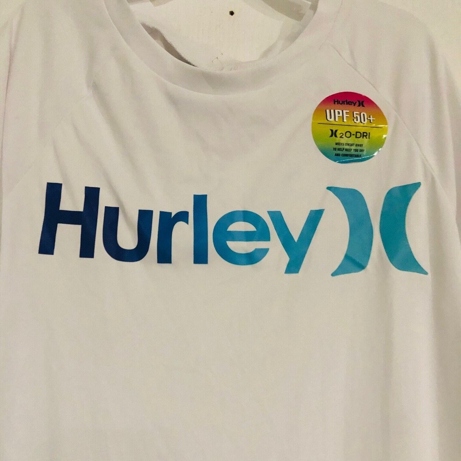 Hurley Boys T-Shirt Sun Protecting UPF 50 Crew Neck Short Sleeve White Small NEW