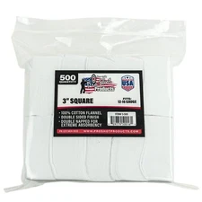 Flannel Gun Cleaning 500 Count Patches 12-16- Gauge 3-Inch SQ. White