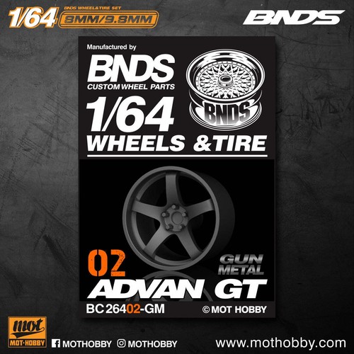 Mot Hobby BNDS . ABS Plastic 1/64 Wheel and Tire Sets - GUN METAL - Select Optio - Picture 27 of 34