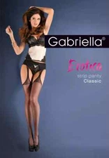 Gabriella Erotica Classic Strip Panty Crotchless Tights 20 Denier Pantyhose