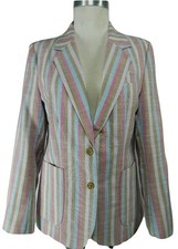 Vintage Blazer Sportscoat Mod Queens Way to Fashion Multi Color Striped 12 Japan
