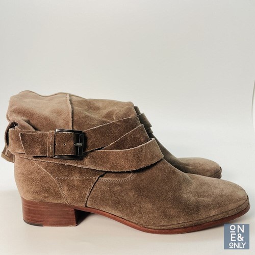 BELLE By SIGERSON MORRISON Who Moto Suede Leather Boots Women 10B Buckle Strap - Picture 2 of 13