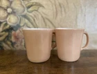 2 Vintage Milk Glass Pyrex Corning Beige Tan Coffee Cups Mugs
