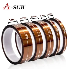 5 Rolls Polyimide High Temperature Tape Heat Resistant Kapton 10mm, 20mm,25mm