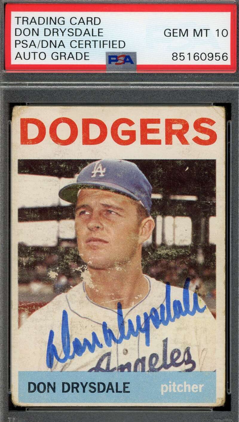 Don Drysdale Gem Mint 10 PSA DNA Signed 1964 Topps Autograph